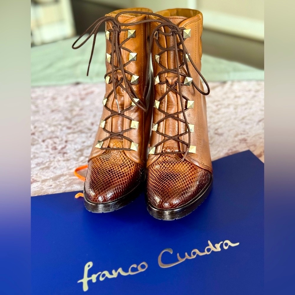 Franco Cuadra, Brown Python Cut Boots. - image 1